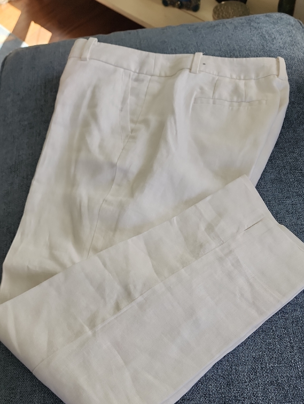 Talbots Women's White Linen Dress Slim Ankle– Lightweight LINED PANTS
